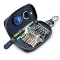Mobcos Blue Leather Key Case (big) – Premium Key Wallet for Car Keys, Key Holder & Key Chain Organizer with 8-Key Fob Storage | Unisex Key Bag for Men & Women MOBCOS