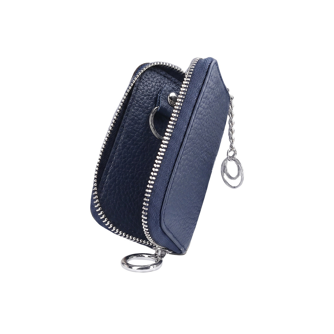 Mobcos Blue Leather Key Case – Premium Key Wallet for Car Keys, Key Holder & Key Chain Organizer with 6-Key Fob Storage | Unisex Key Bag for Men & Women MOBCOS