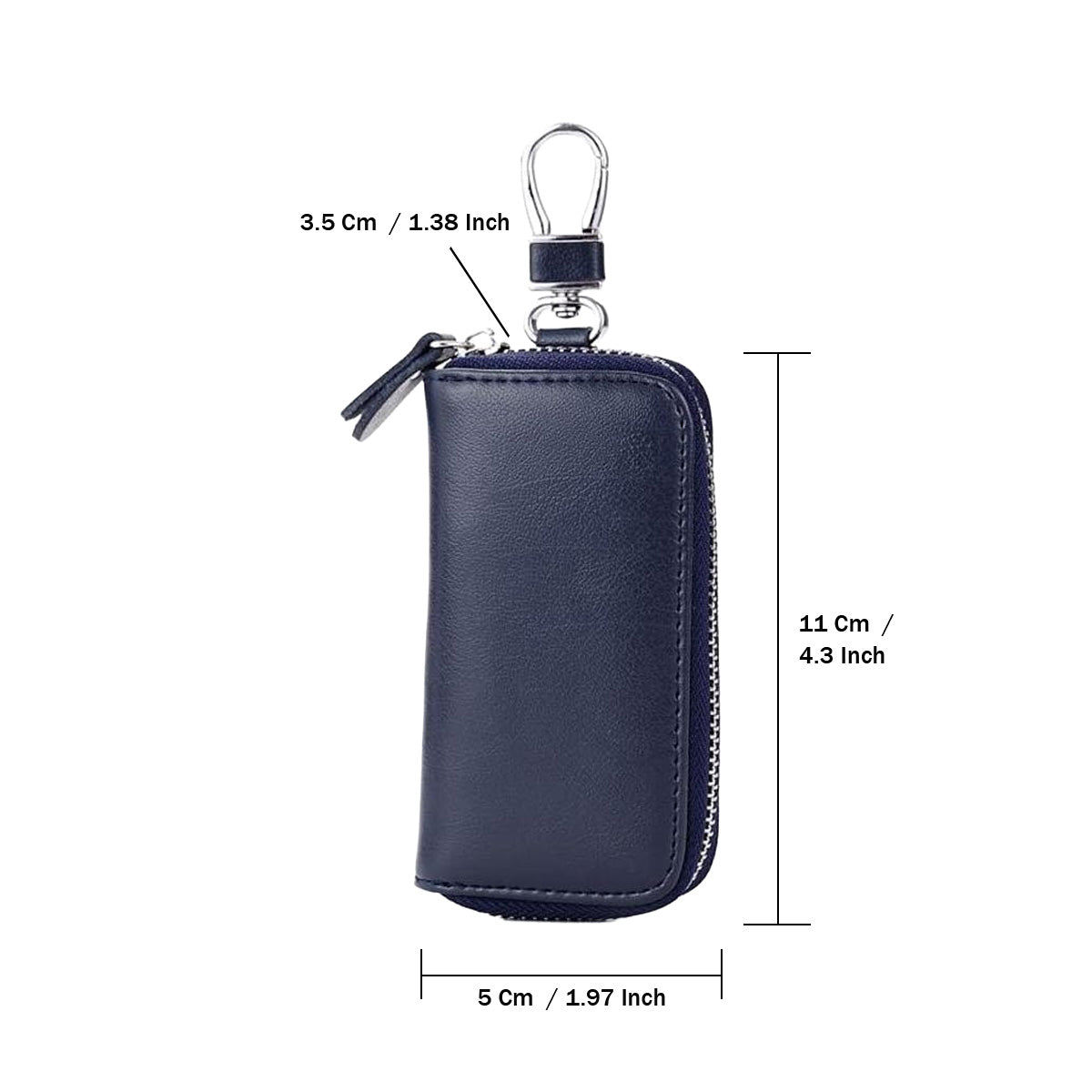 Mobcos Blue Leather Key Case (small) – Premium Key Wallet for Car Keys, Key Holder & Key Chain Organizer with 6-Key Fob Storage | Unisex Key Bag for Men & Women MOBCOS