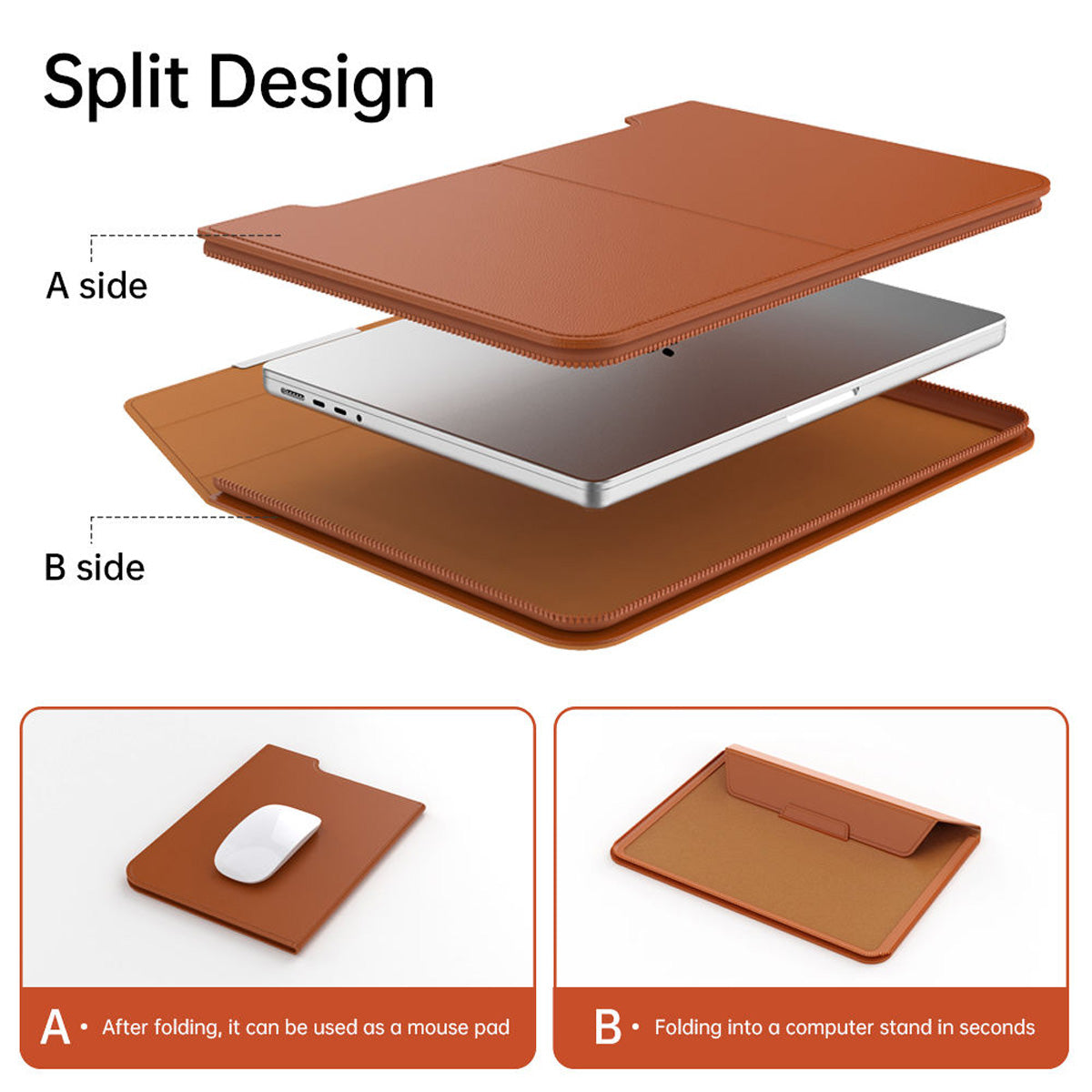 Mobcos Slim Carrying Protective Cover Leather Laptop Sleeve Bag for MacBook Pro 16 Inch – Premium Shockproof Laptop Case (Brown) MOBCOS