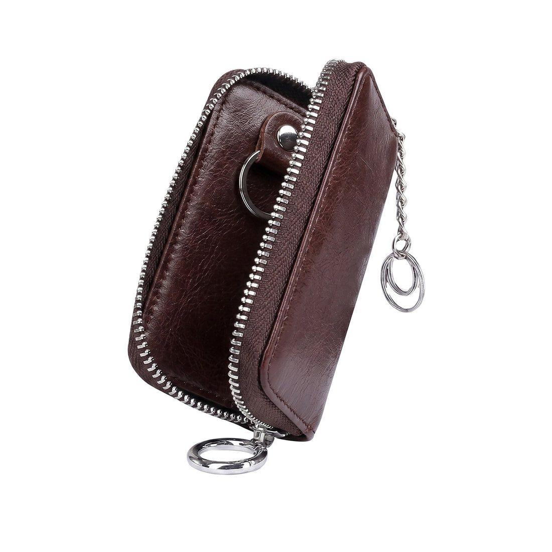 Mobcos Brown Leather Key Case – Premium Key Wallet for Car Keys, Key Holder & Key Chain Organizer with 8-Key Fob Storage | Unisex Key Bag for Men & Women MOBCOS