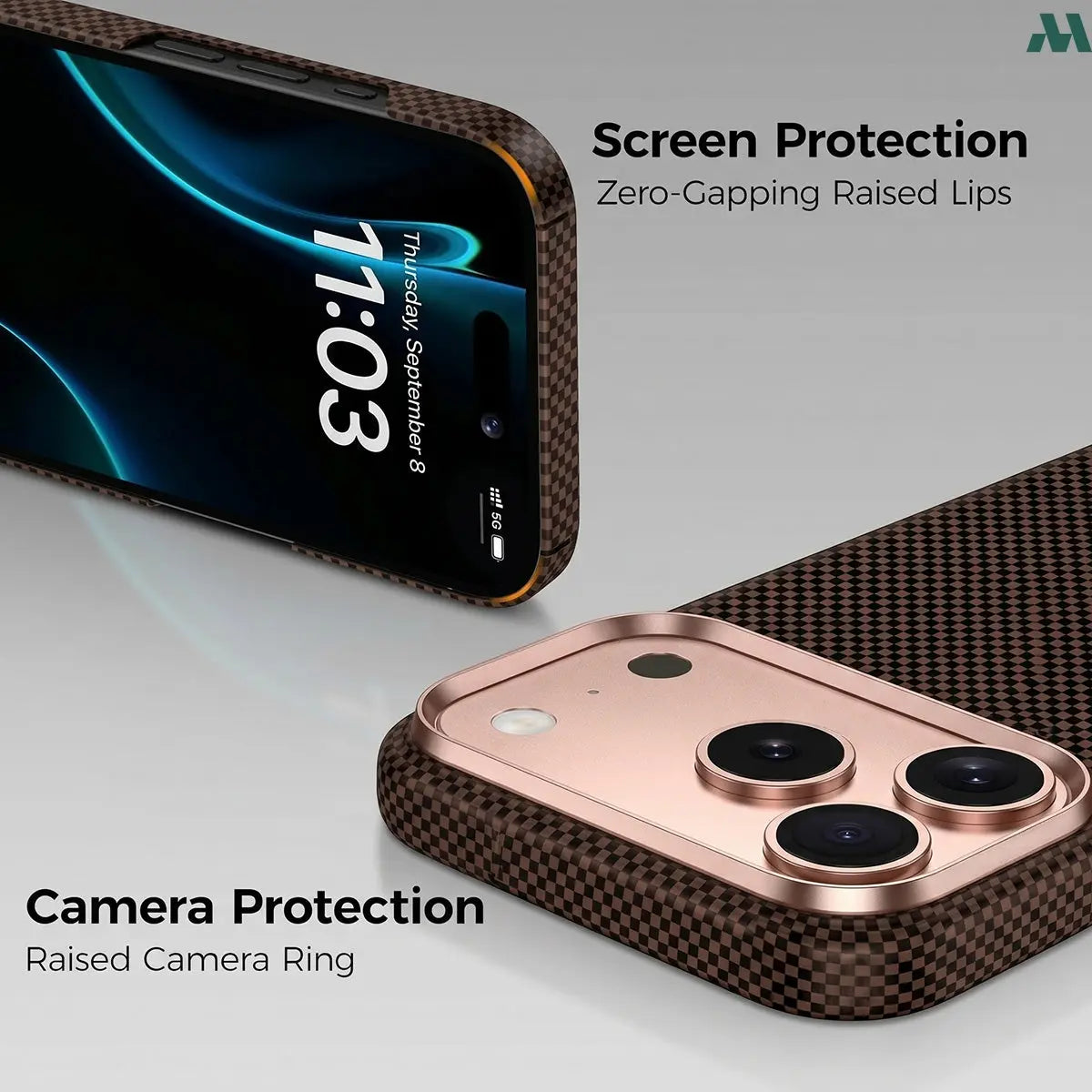 Mobcos Aramid Fiber Magnetic Case for iPhone 17 Pro / Pro Max (Check Gold) MOBCOS