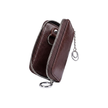 Mobcos Brown Leather Key Case – Premium Key Wallet for Car Keys, Key Holder & Key Chain Organizer with 6-Key Fob Storage | Unisex Key Bag for Men & Women MOBCOS
