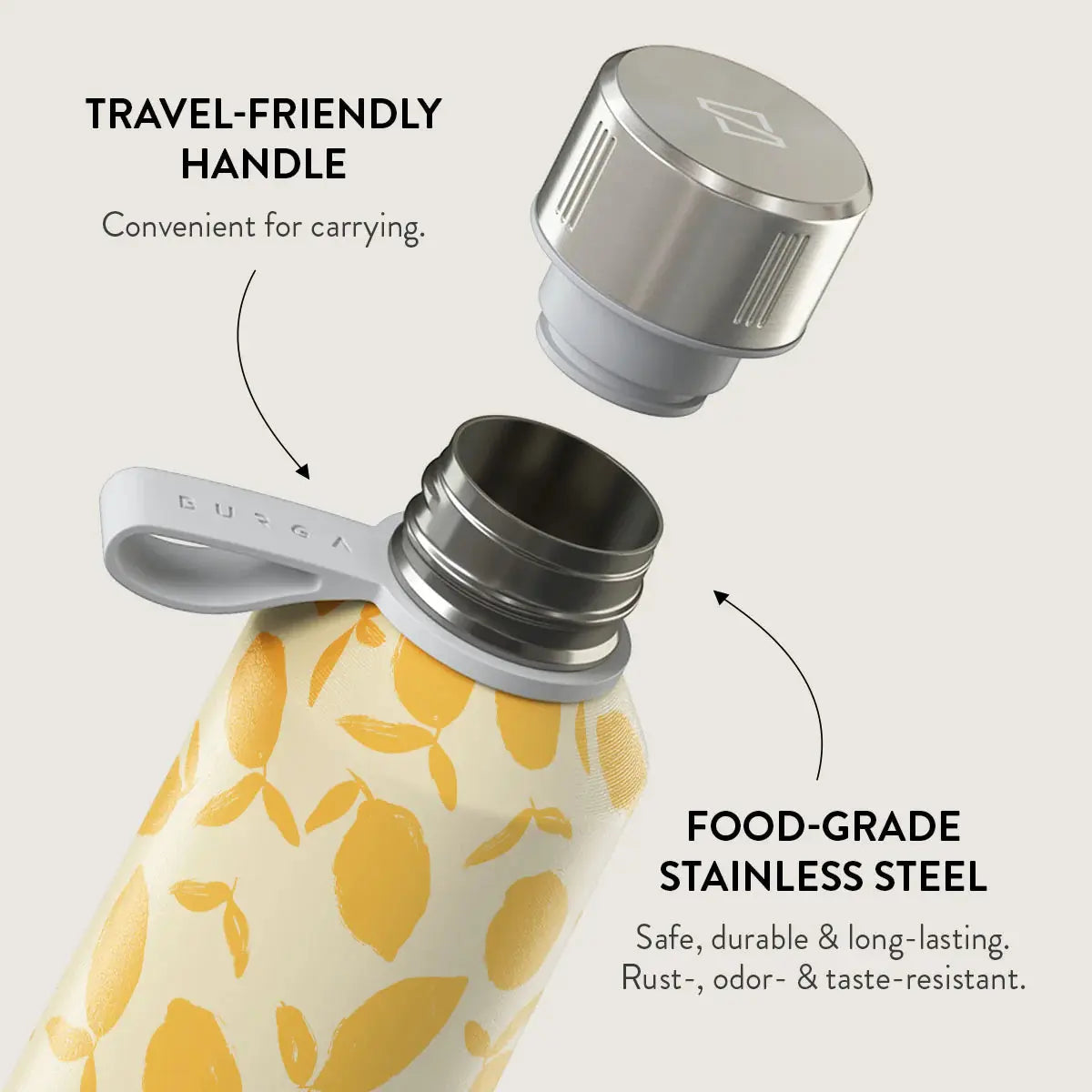 Lemon Tart Water Bottle by Burga Europe - Stylish and Durable Hydration Companion BURGA