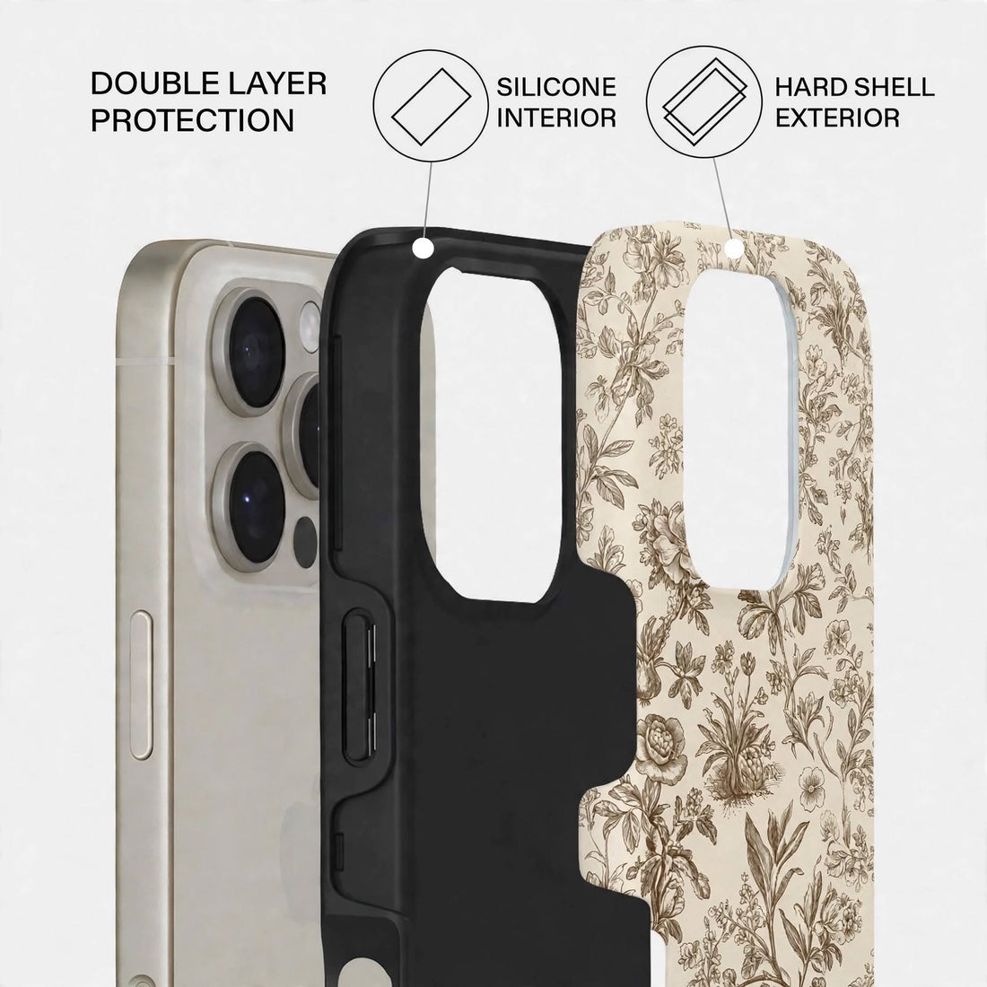 Shockproof Cream Bloom Dual-Layer Case – iPhone 16 Pro / Pro Max