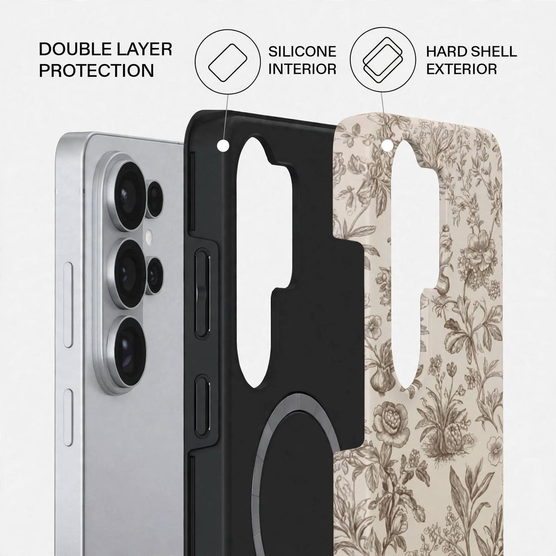 Shockproof Cream Bloom Dual-Layer Case – Samsung Galaxy S26 Ultra