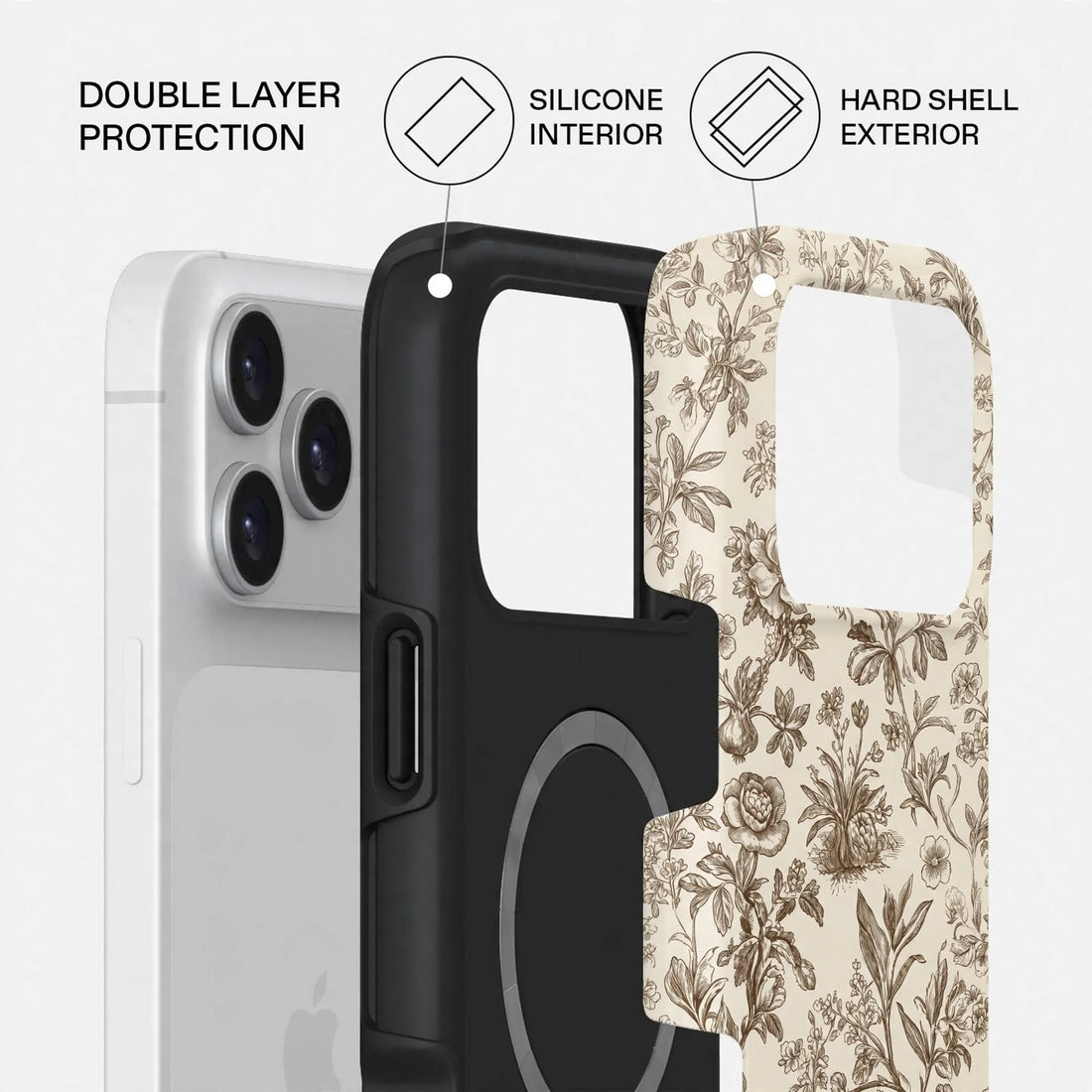 Shockproof Cream Bloom Dual-Layer Case – iPhone 18 Pro/Pro Max