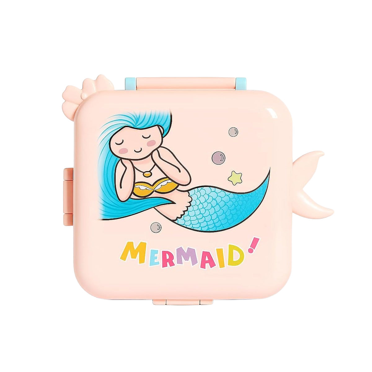 Mobcos Cute Mermaid Double Layer 3 Grids Tiffin Food Container – Stainless Steel Thermal Insulated Bento Lunch Box for Kids & Children (Light Pink) MOBCOS