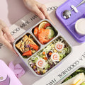 Mobcos Cute Mermaid Double Layer 3 Grids Tiffin Food Container – Stainless Steel Thermal Insulated Bento Lunch Box for Kids & Children (Light Pink) MOBCOS