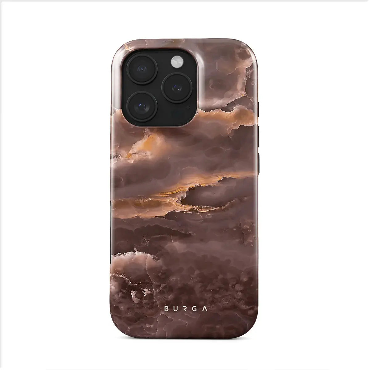 "Fire Wood Brown Marble iPhone 16 Pro Case: Warm Sophistication – Elegant Protection with a Natural Marble Finish and MagSafe Compatibility" BURGA