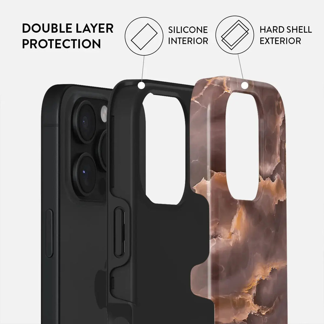 "Fire Wood Brown Marble iPhone 16 Pro Case: Warm Sophistication – Elegant Protection with a Natural Marble Finish and MagSafe Compatibility" BURGA