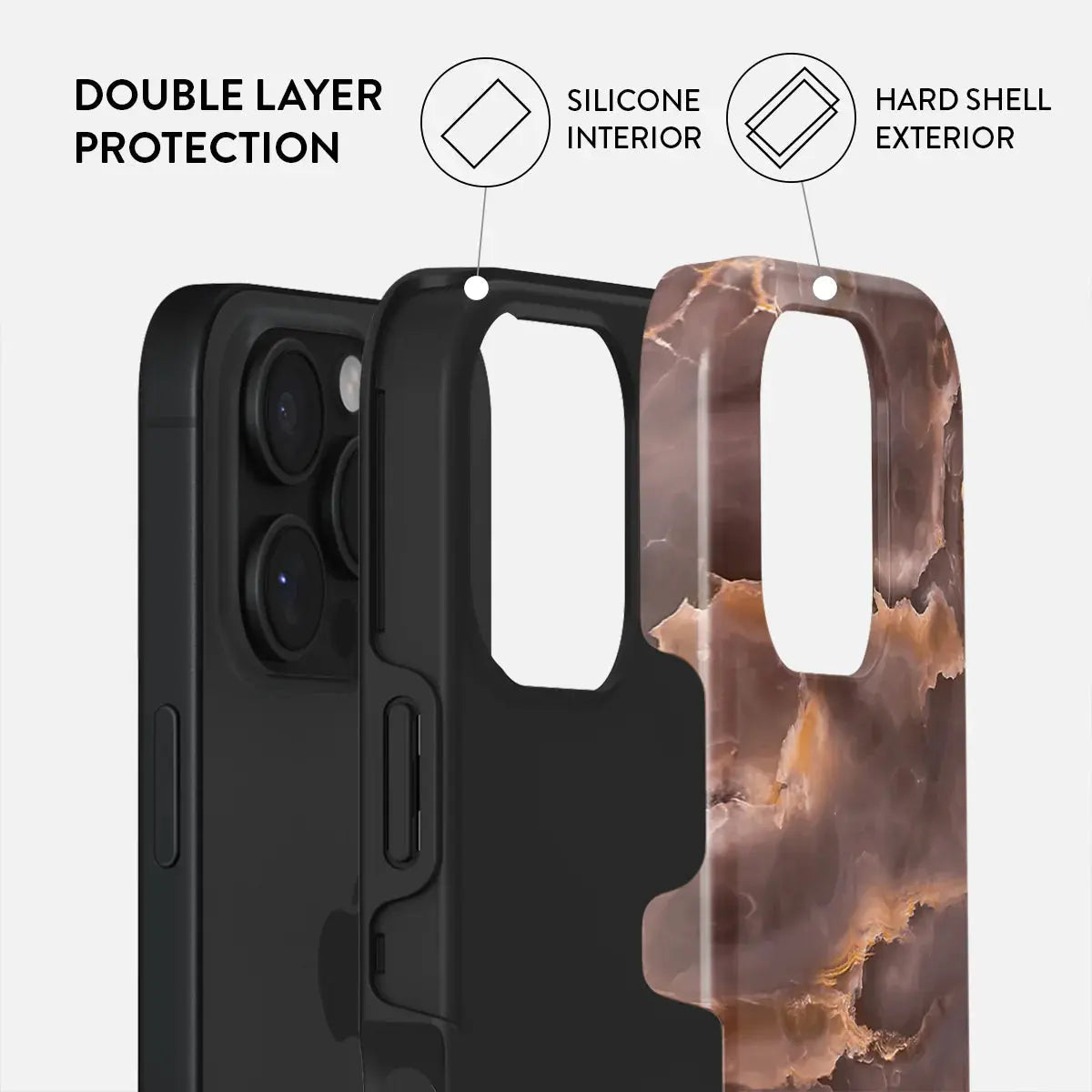 Premium Fire Wood Brown Marble MagSafe Case for iPhone 16 Pro Max: Stylish and Durable Protective Case with Elegant Marble Design and MagSafe Compatibility BURGA