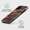 iPhone 15 Pro Max: Warm Sophistication - Fire Wood Brown Marble Case BURGA