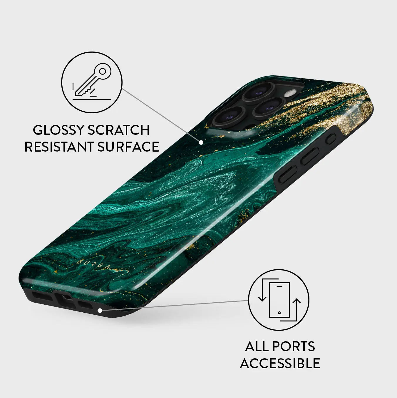 Dive into Luxury: Emerald Pool - Elegant iPhone 16 Pro Max Case BURGA