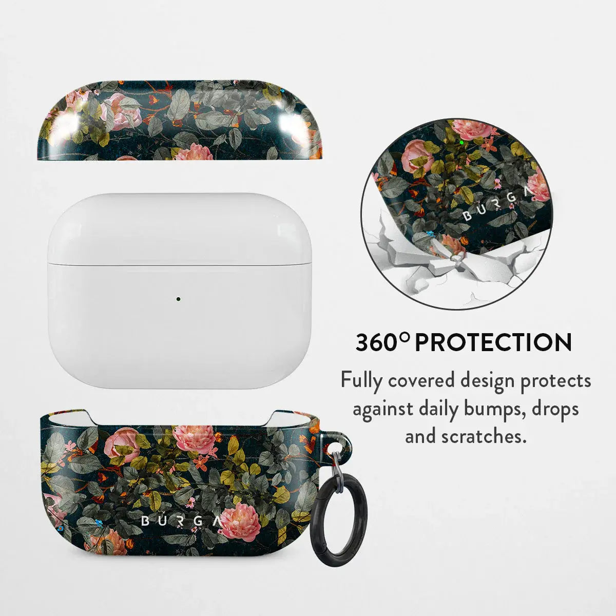 Burga Airpod Hardcase Compatible Apple Airpods PRO 2019 Charging Case Bloomy Garden Fashion Cute Case for Girls Protective Hard Plastic Case Cover BURGA