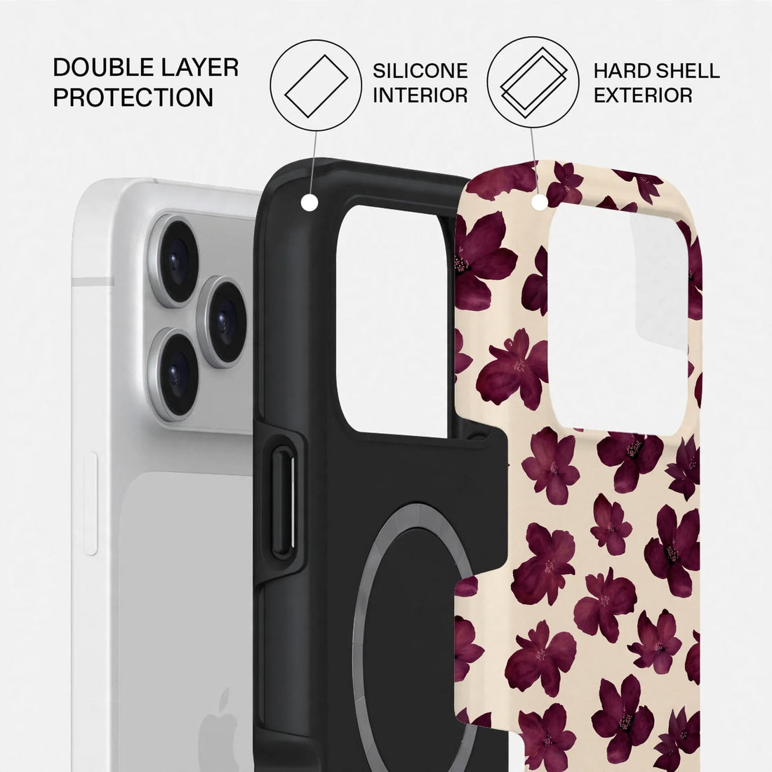 Shockproof Floral Dual-Layer Case – iPhone 18 Pro/Pro Max