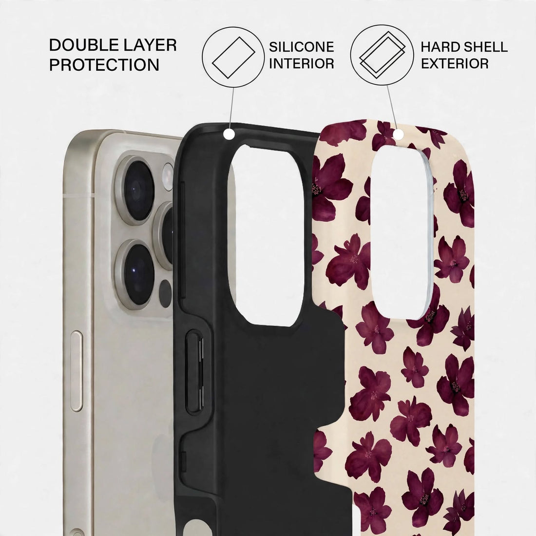 Shockproof Floral Dual-Layer Case – iPhone 16 Pro / Pro Max