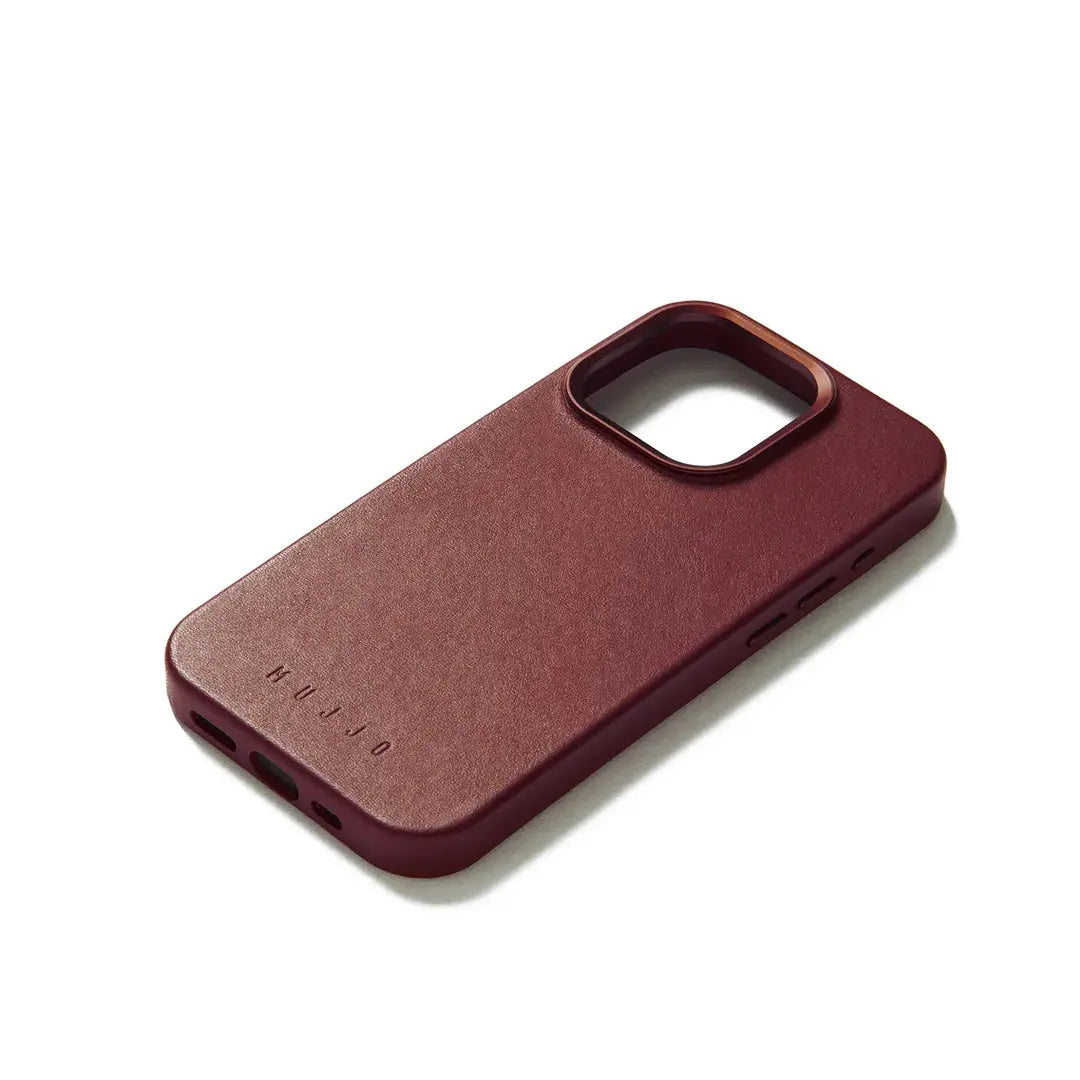 Premium UK Iphone 15 pro Mobile full Leather case Burgundy MUJJO