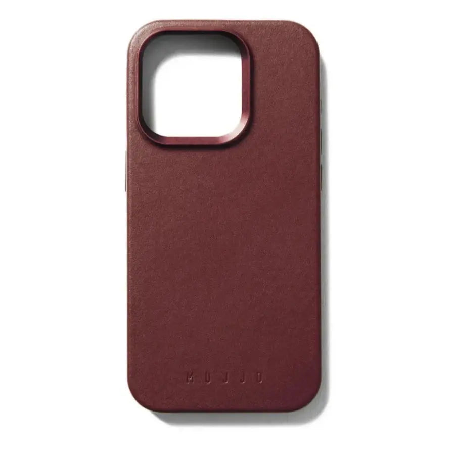 Premium UK Iphone 15 pro Mobile full Leather case Burgundy MUJJO