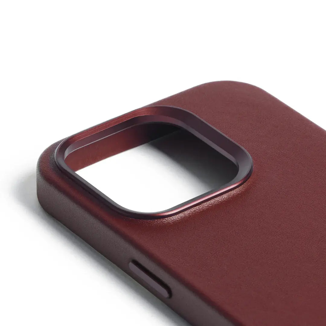 Premium UK Iphone 15 pro Mobile full Leather case Burgundy MUJJO