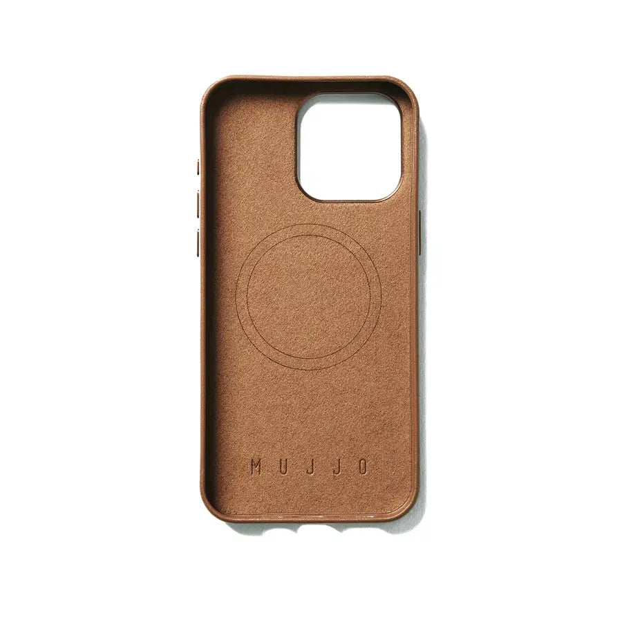 Mujjo Leather Wallet Phone Case for iPhone 15 Pro Max Dark Tan| MagSafe Compatible, Enhanced Protection, European Leather MUJJO