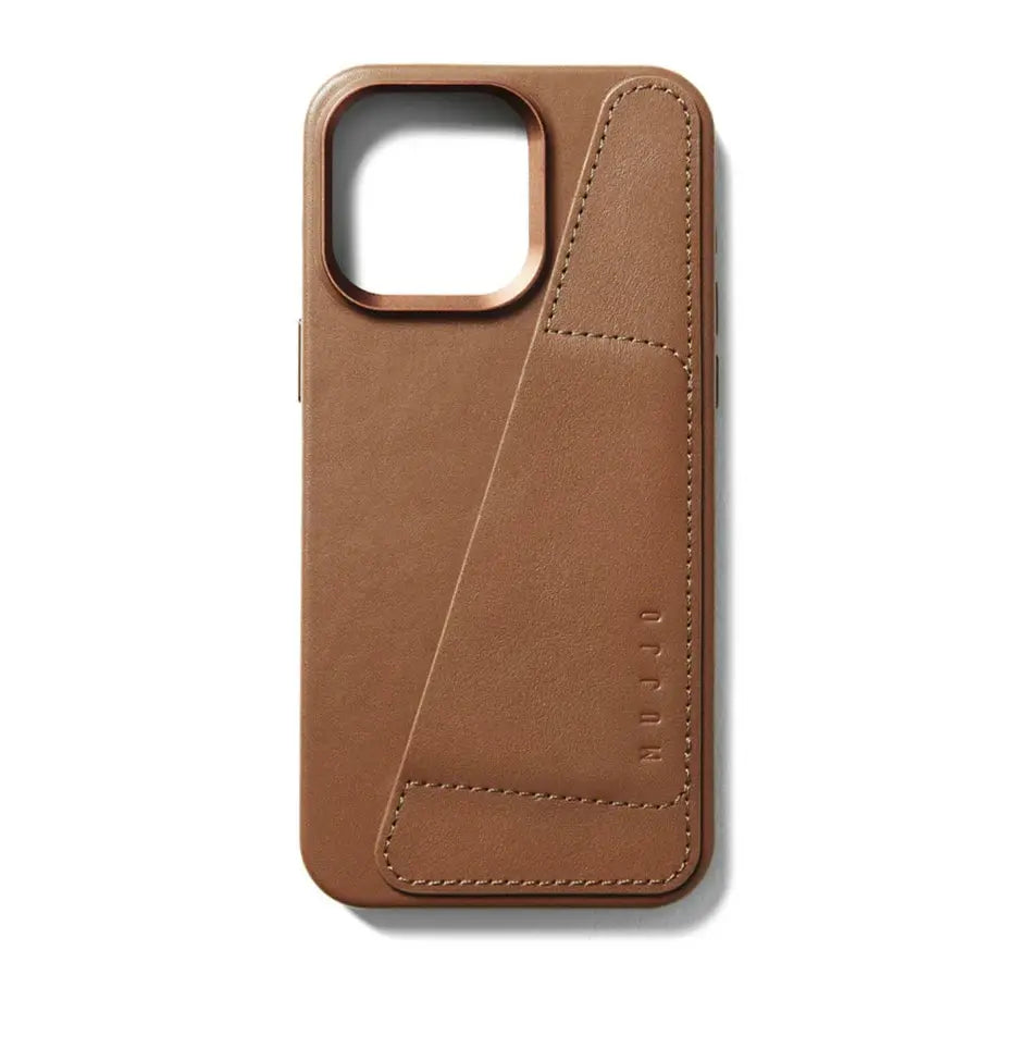 Mujjo Leather Wallet Phone Case for iPhone 15 Pro Max Dark Tan| MagSafe Compatible, Enhanced Protection, European Leather MUJJO