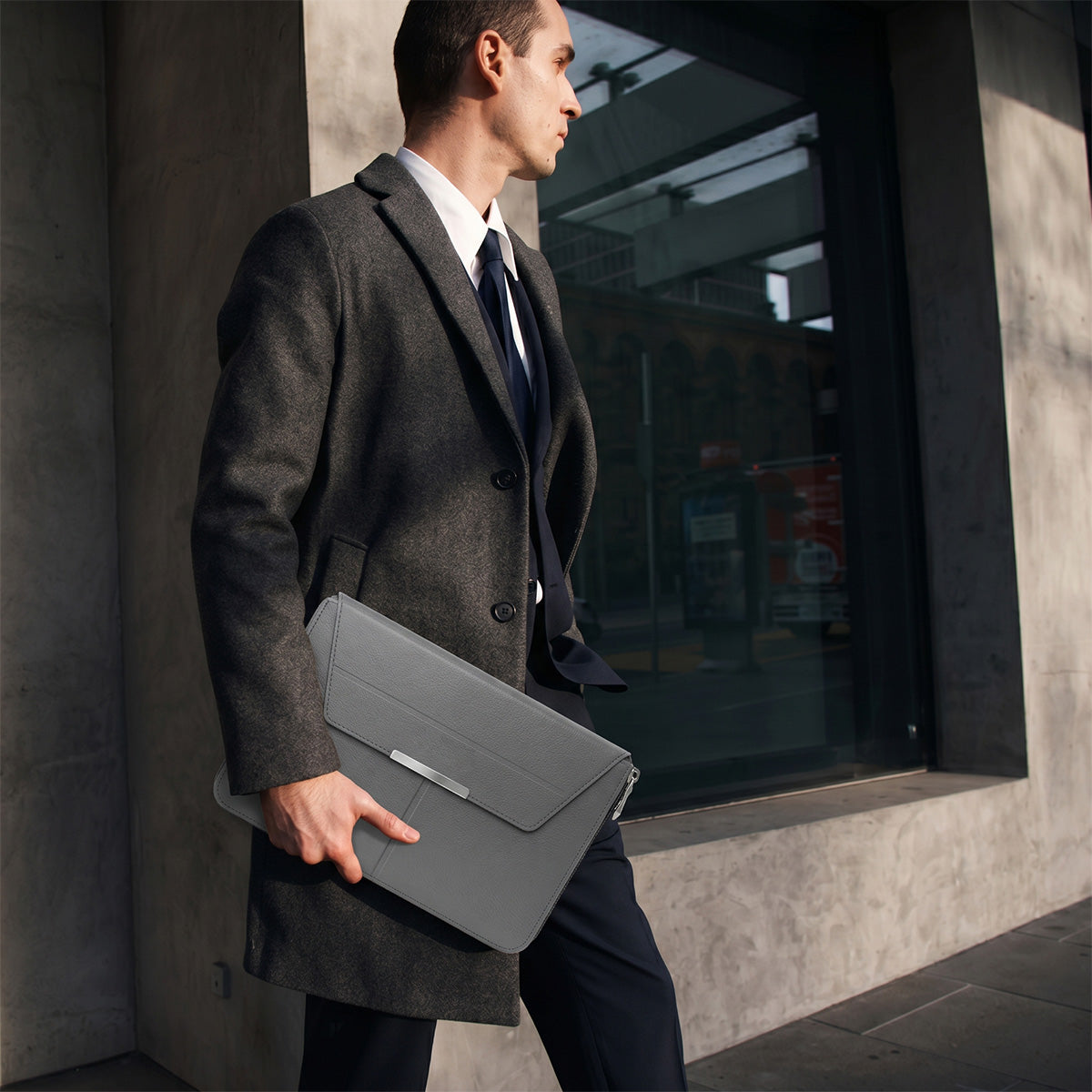 Mobcos Slim Carrying Protective Cover Leather Laptop Sleeve Bag for MacBook Pro 16 Inch – Premium Shockproof Laptop Case (Gray) MOBCOS