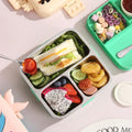 Mobcos Cute Dinosaur Double Layer 3 Grids Tiffin Food Container – Stainless Steel Thermal Insulated Bento Lunch Box for Kids & Children (Green) MOBCOS