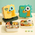 Mobcos Cute Dinosaur Double Layer 3 Grids Tiffin Food Container – Stainless Steel Thermal Insulated Bento Lunch Box for Kids & Children (Green) MOBCOS
