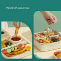 Mobcos Cute Dinosaur Double Layer 3 Grids Tiffin Food Container – Stainless Steel Thermal Insulated Bento Lunch Box for Kids & Children (Green) MOBCOS