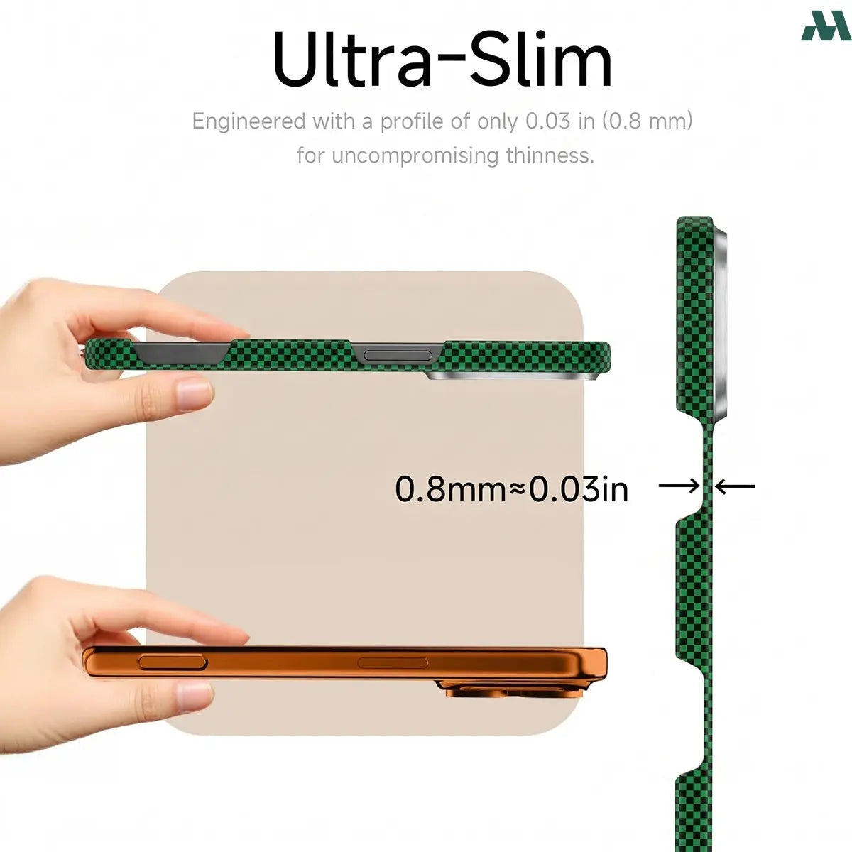 Mobcos Aramid Fiber Magnetic Case for iPhone 17 Pro / Pro Max (Check Green) MOBCOS