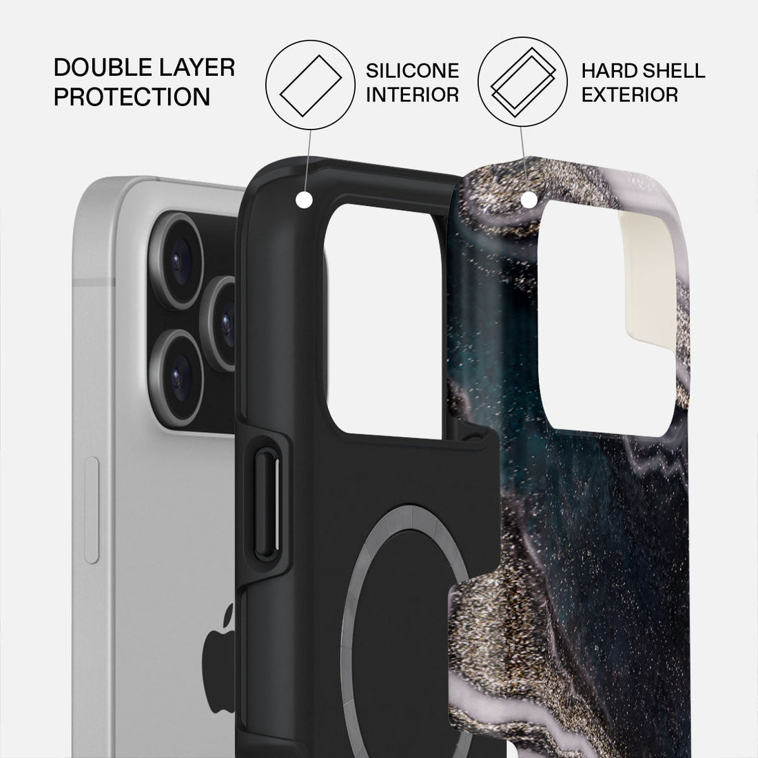 iPhone 17 Pro Max Magic Night Premium Case Compatible with Hybrid Dual-Layer Hard Shell + Silicone Protection - Scratch-Resistant Shockproof Mobile Cover