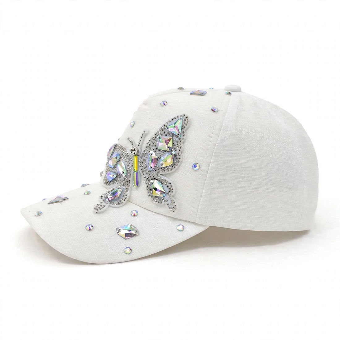 Women's Ivory Crystal Wings Baseball Cap