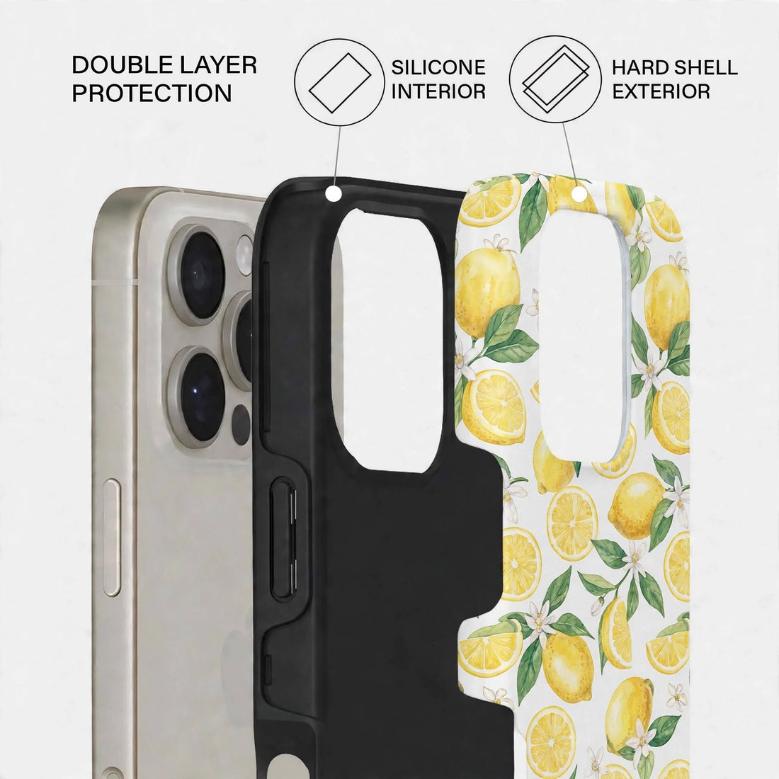 Shockproof Lemon Daisy Dual-Layer Case – iPhone 16 Pro / Pro Max