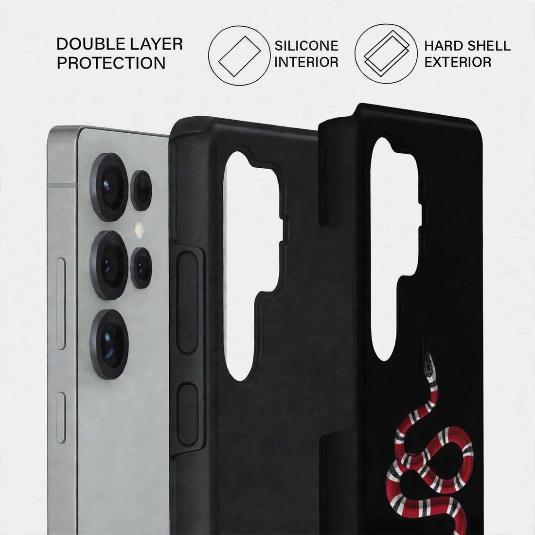 Shockproof Midnight Serpent Dual-Layer Case – Samsung Galaxy S24/S25 & S26 Ultra