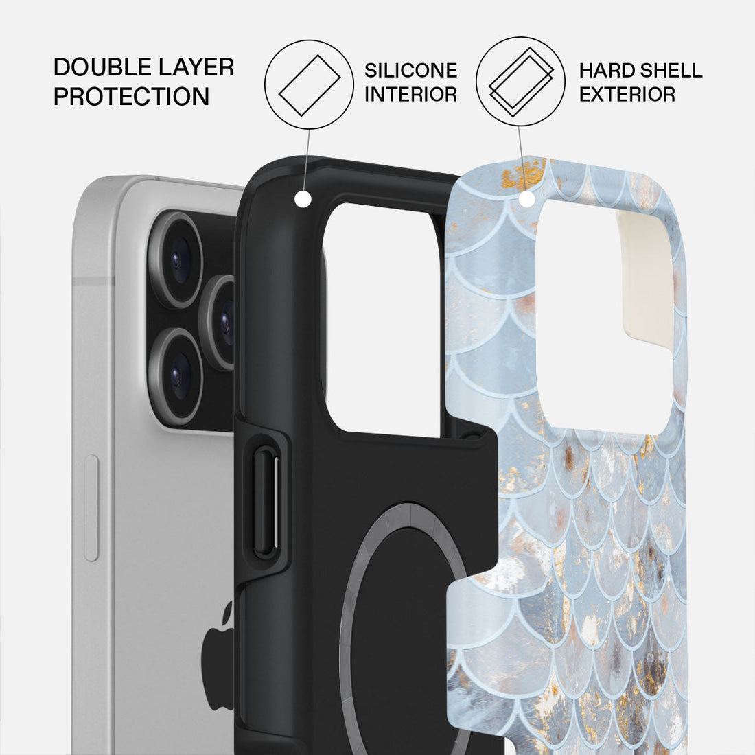 iPhone 17 Pro Max Mermaid Skin Premium Case Compatible with Hybrid Dual-Layer Hard Shell + Silicone Protection - Scratch-Resistant Shockproof Mobile Cover