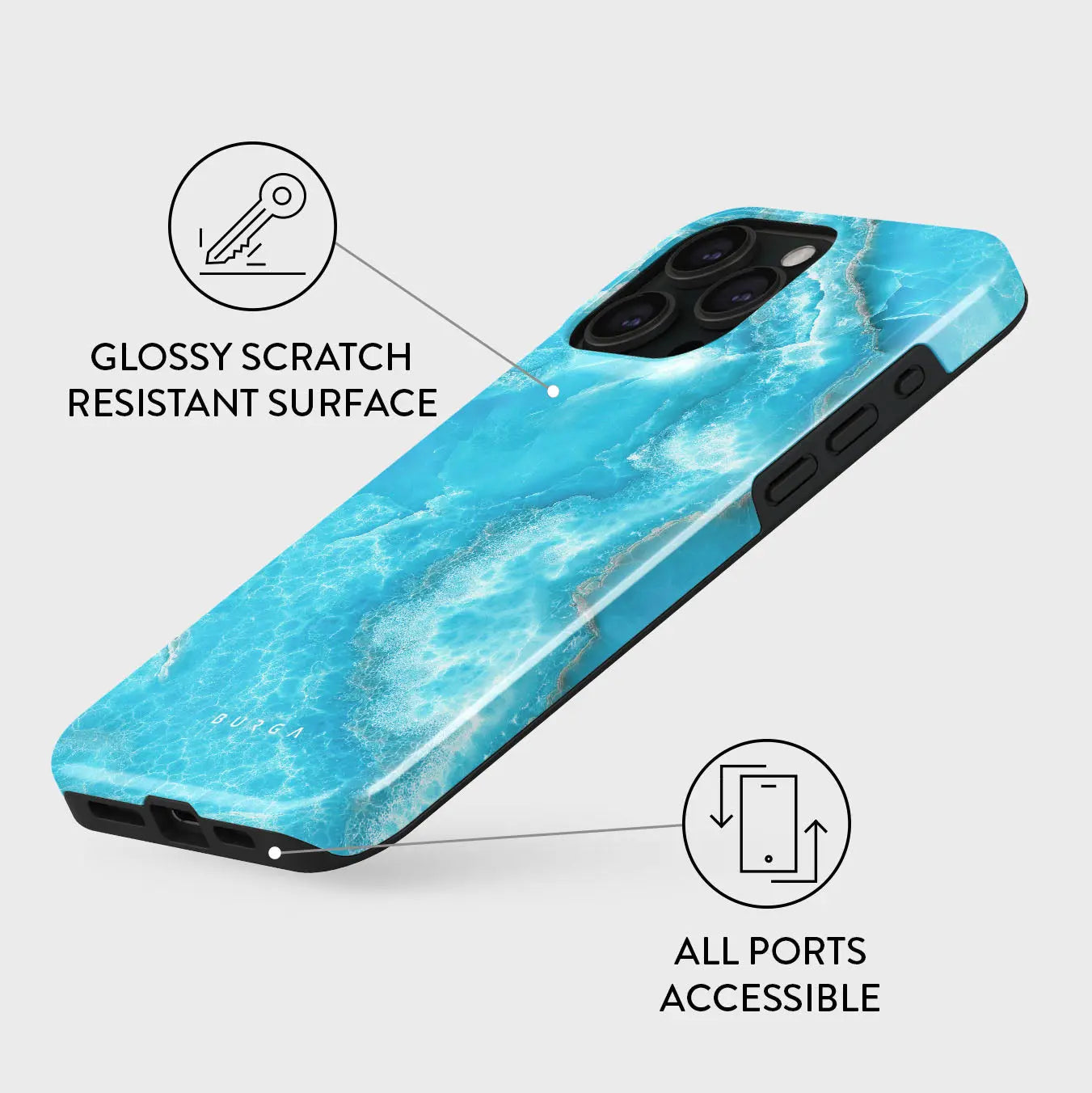 iPhone 16 Pro Max: Serenity in Motion with the Ocean Waves Blue Case BURGA