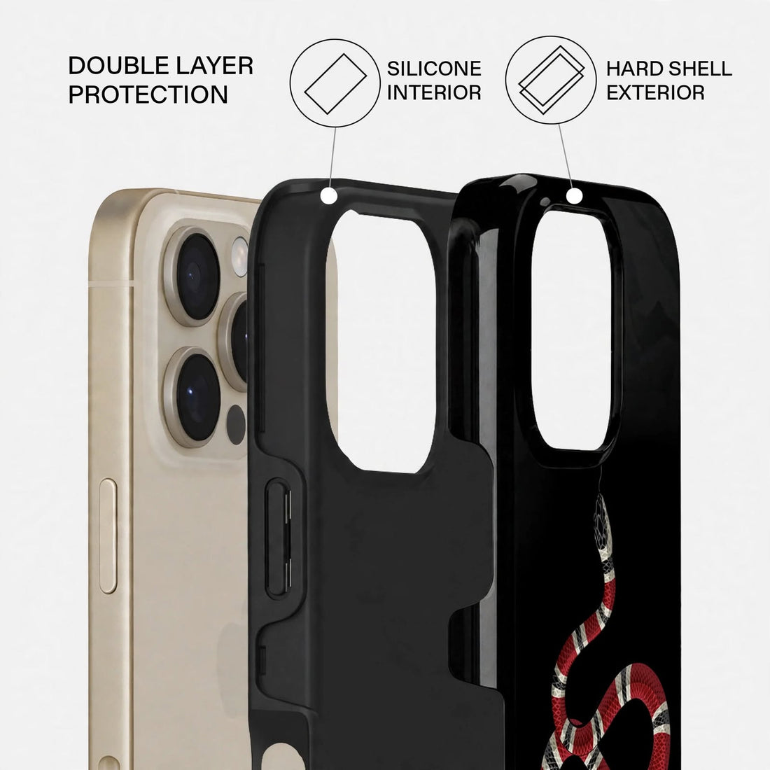 Shockproof Midnight Serpent Dual-Layer Case – iPhone 16 Pro / Pro Max