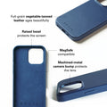 Luxury Mobile case iPhone 16 Pro Monaco Blue Full Leather Case with - MagSafe MUJJO