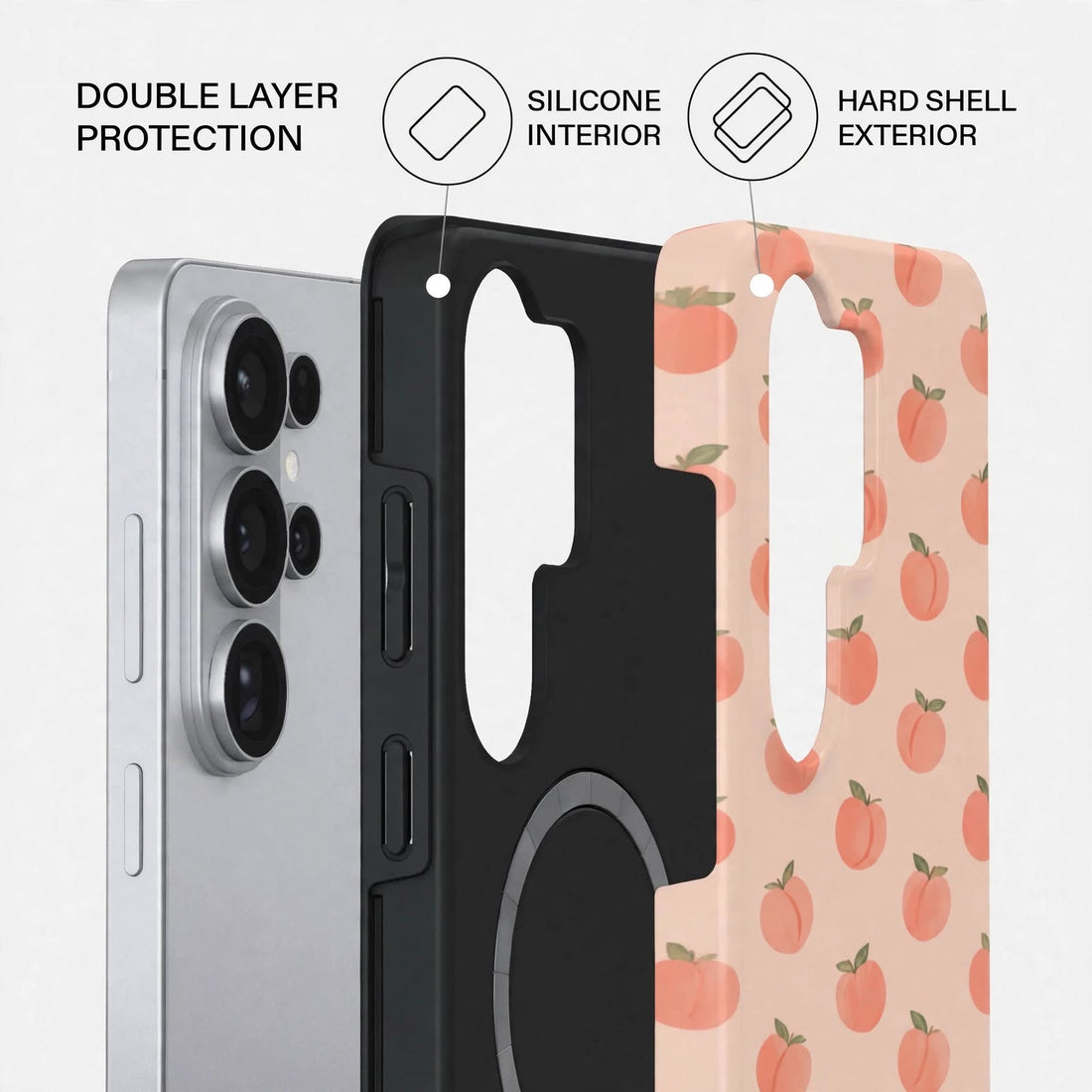 Shockproof Peach Polka Dual-Layer Case – Samsung Galaxy S26 Ultra