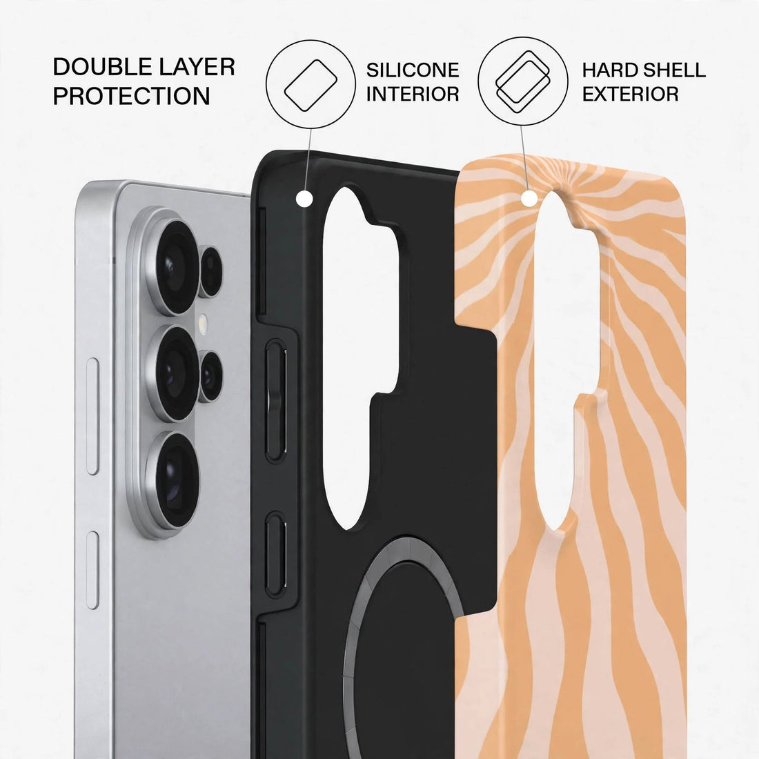 Shockproof Peach Waves Dual-Layer Case – Samsung Galaxy S26 Ultra