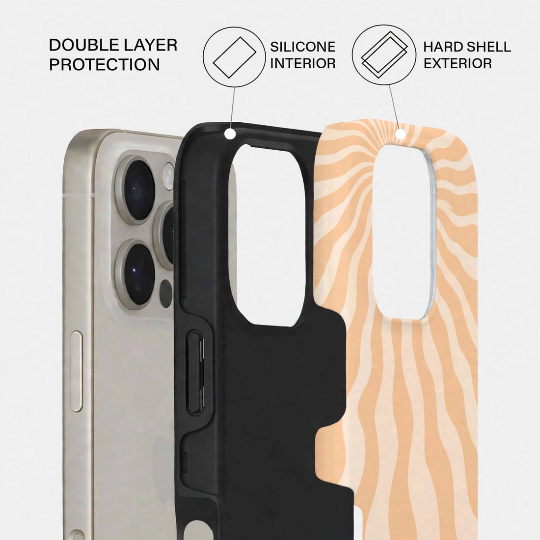 Shockproof Peach Waves Dual-Layer Case – iPhone 16 Pro / Pro Max