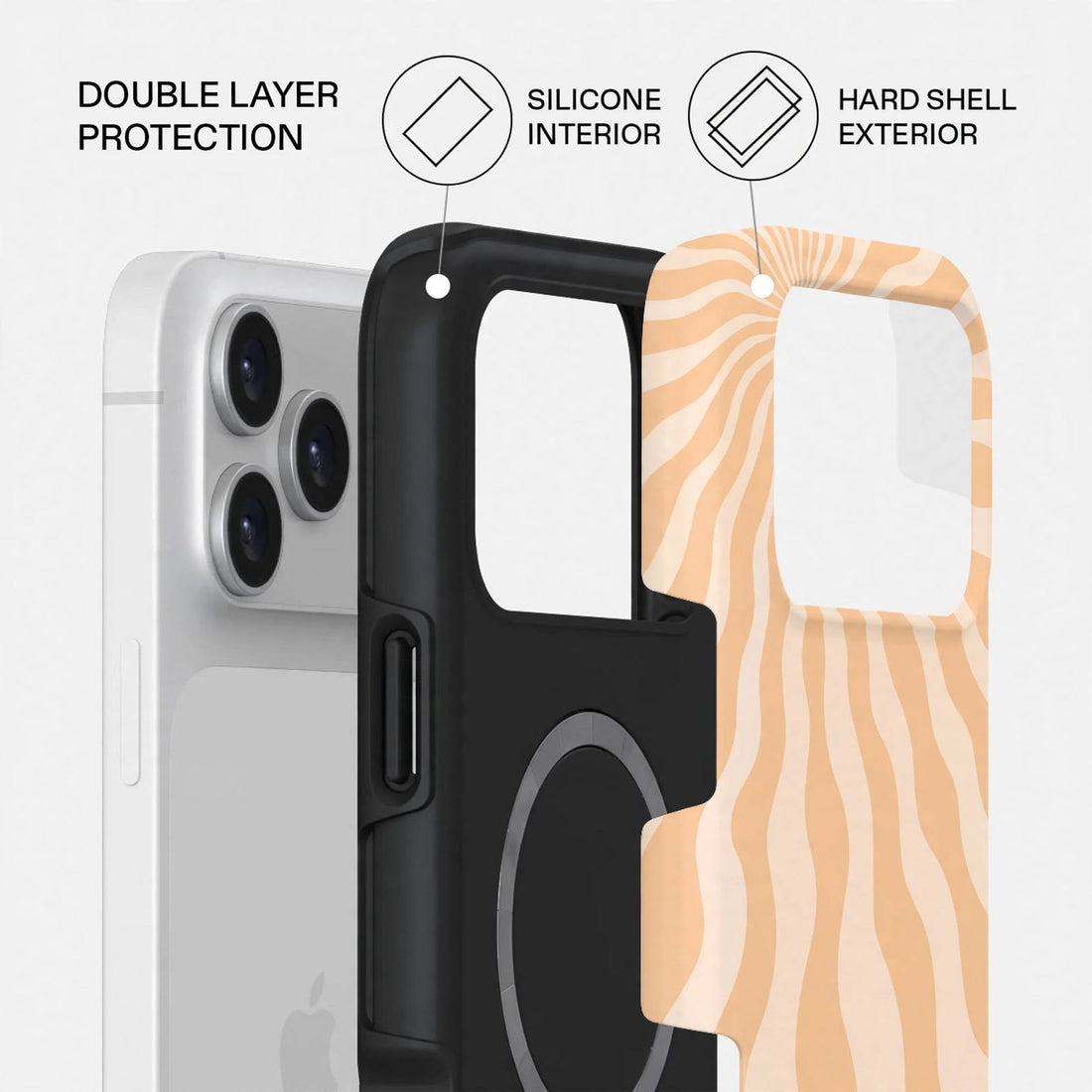 Shockproof Peach Waves Dual-Layer Case – iPhone 18 Pro/Pro Max
