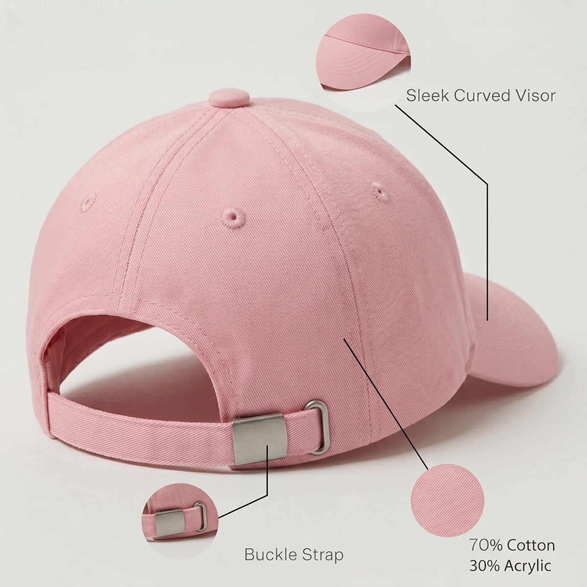 Mobcos Pink Baseball Cap – Adjustable Unisex Hat for Running, Workouts, Travel & Outdoor Activities | Comfortable Everyday Baseball Cap for Men & Women MOBCOS