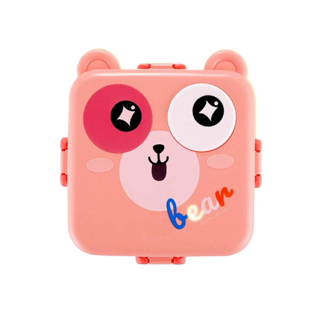 Mobcos Cute Bear Double Layer 3 Grids Tiffin Food Container – Stainless Steel Thermal Insulated Bento Lunch Box for Kids & Children (Pink) MOBCOS