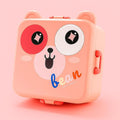 Mobcos Cute Bear Double Layer 3 Grids Tiffin Food Container – Stainless Steel Thermal Insulated Bento Lunch Box for Kids & Children (Pink) MOBCOS