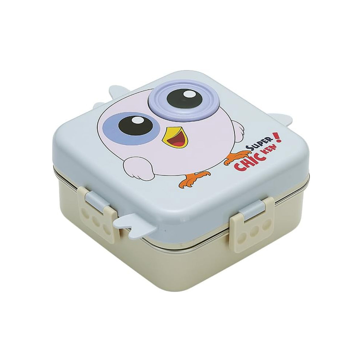 Mobcos Cute Chicken Double Layer 3 Grids Tiffin Food Container – Stainless Steel Thermal Insulated Bento Lunch Box for Kids & Children (Light Purple) MOBCOS