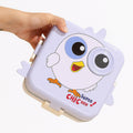 Mobcos Cute Chicken Double Layer 3 Grids Tiffin Food Container – Stainless Steel Thermal Insulated Bento Lunch Box for Kids & Children (Light Purple) MOBCOS