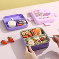 Mobcos Cute Mermaid Double Layer 3 Grids Tiffin Food Container – Stainless Steel Thermal Insulated Bento Lunch Box for Kids & Children (Purple) MOBCOS