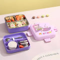 Mobcos Cute Mermaid Double Layer 3 Grids Tiffin Food Container – Stainless Steel Thermal Insulated Bento Lunch Box for Kids & Children (Purple) MOBCOS